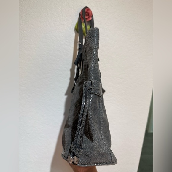 Calvin Klein Black and Silver Leather Tote with Distressed Finish - Picture 6 of 8